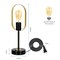 Modern Oval Ring Table Lamp Unique Desk Light with 2 USB Ports & AC Outlet for Bedroom, Office, or Living Room